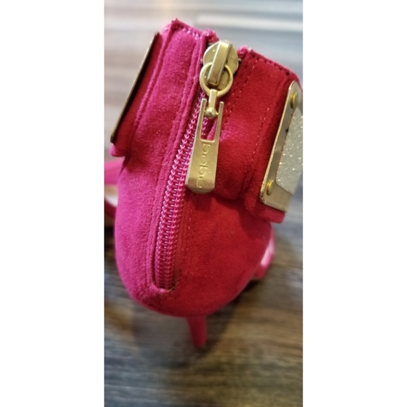Bebe Magenta and Gold Ankle Cuff Heels - Picture 2 of 4